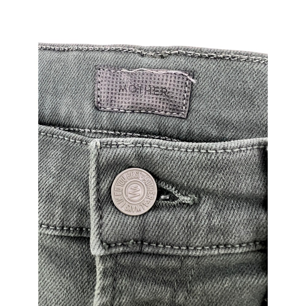 Mother The Insider Crop Step Fray Jeans Womens 27 Dark Olive Green Excellent - Picture 5 of 7